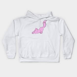 Cute Pink Cat Stretching Yoga Illustration Logo Kids Hoodie